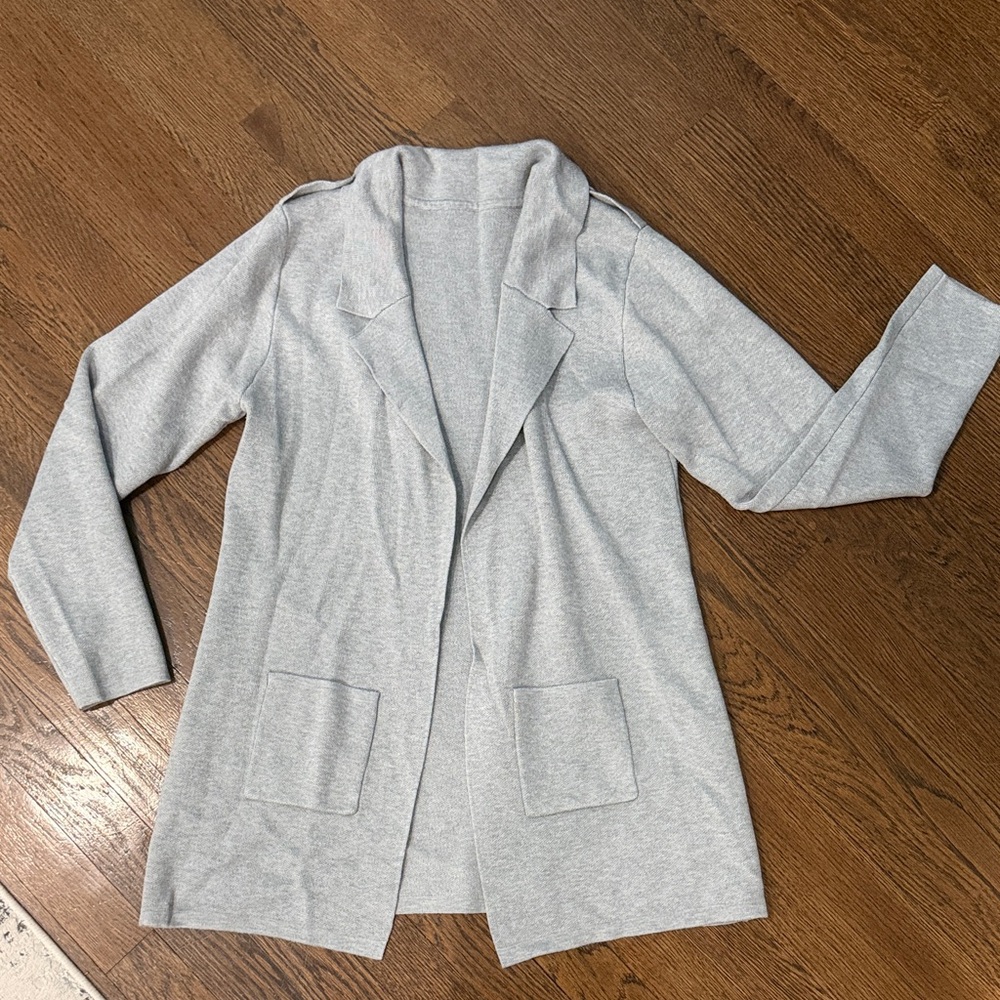 Gray Open Front Cardigan